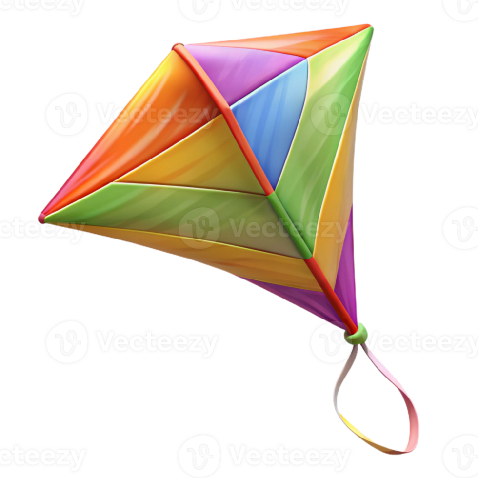 extraordinary classic Colorful Kite with Long Tail Transparent high quality png