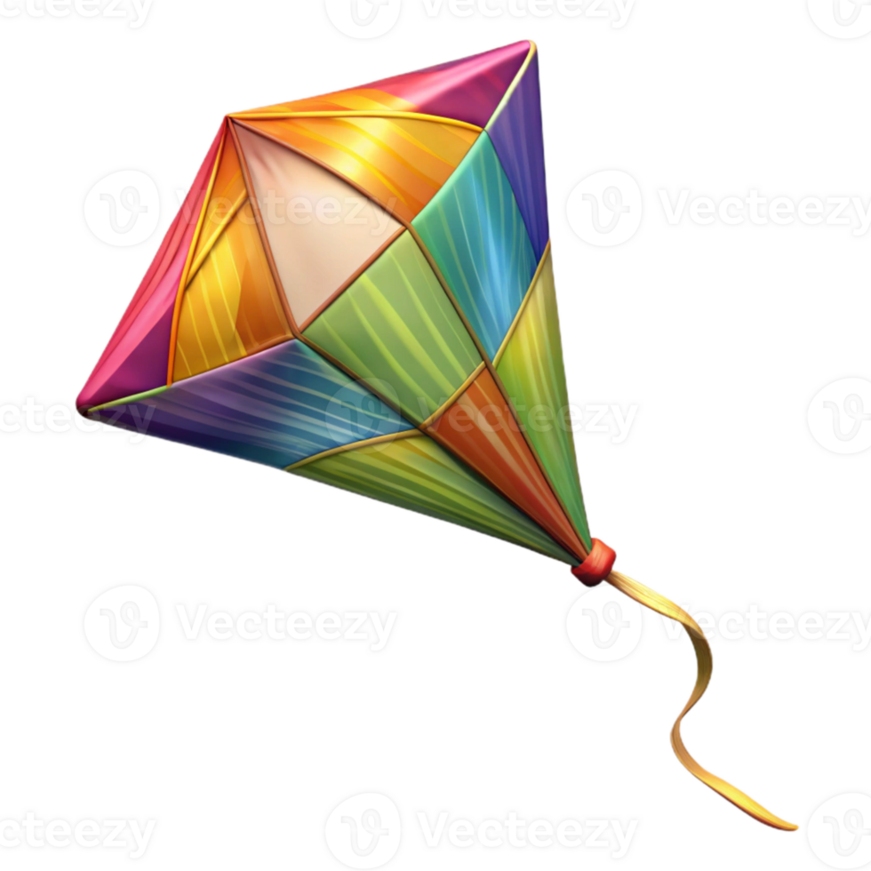 beautiful artistic Colorful Kite with Long Tail Transparent high resolution png