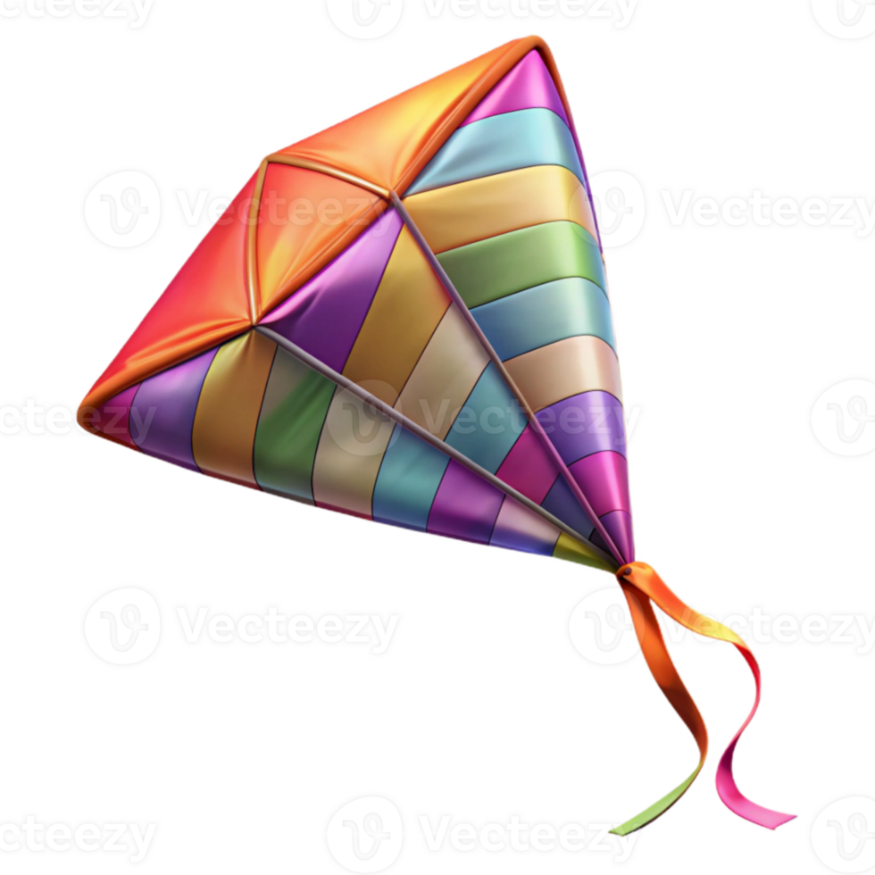 elegant minimalist Colorful Kite with Long Tail Transparent 4K png