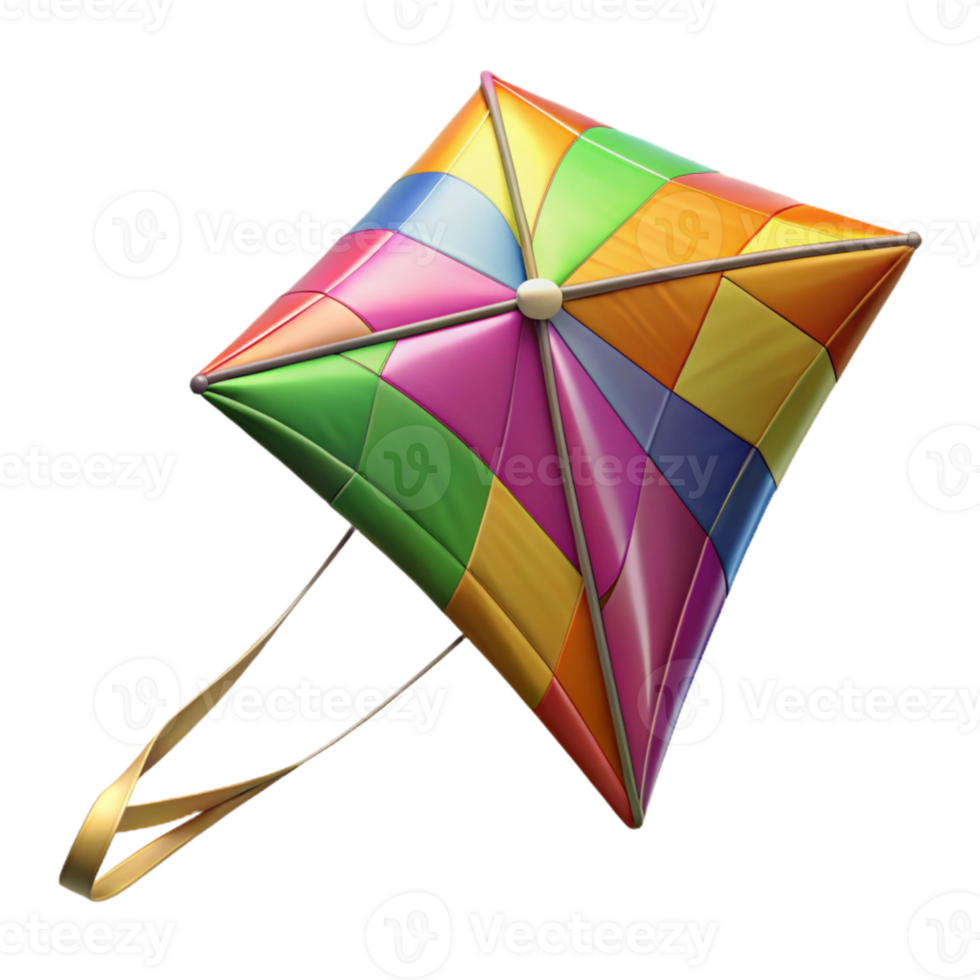 dramatic vintage Colorful Kite with Long Tail Transparent original png