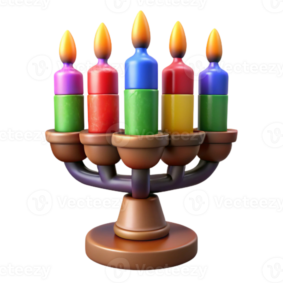 beautiful artistic Colorful Kwanzaa Kinara Seven Candles Transparent Background professional png