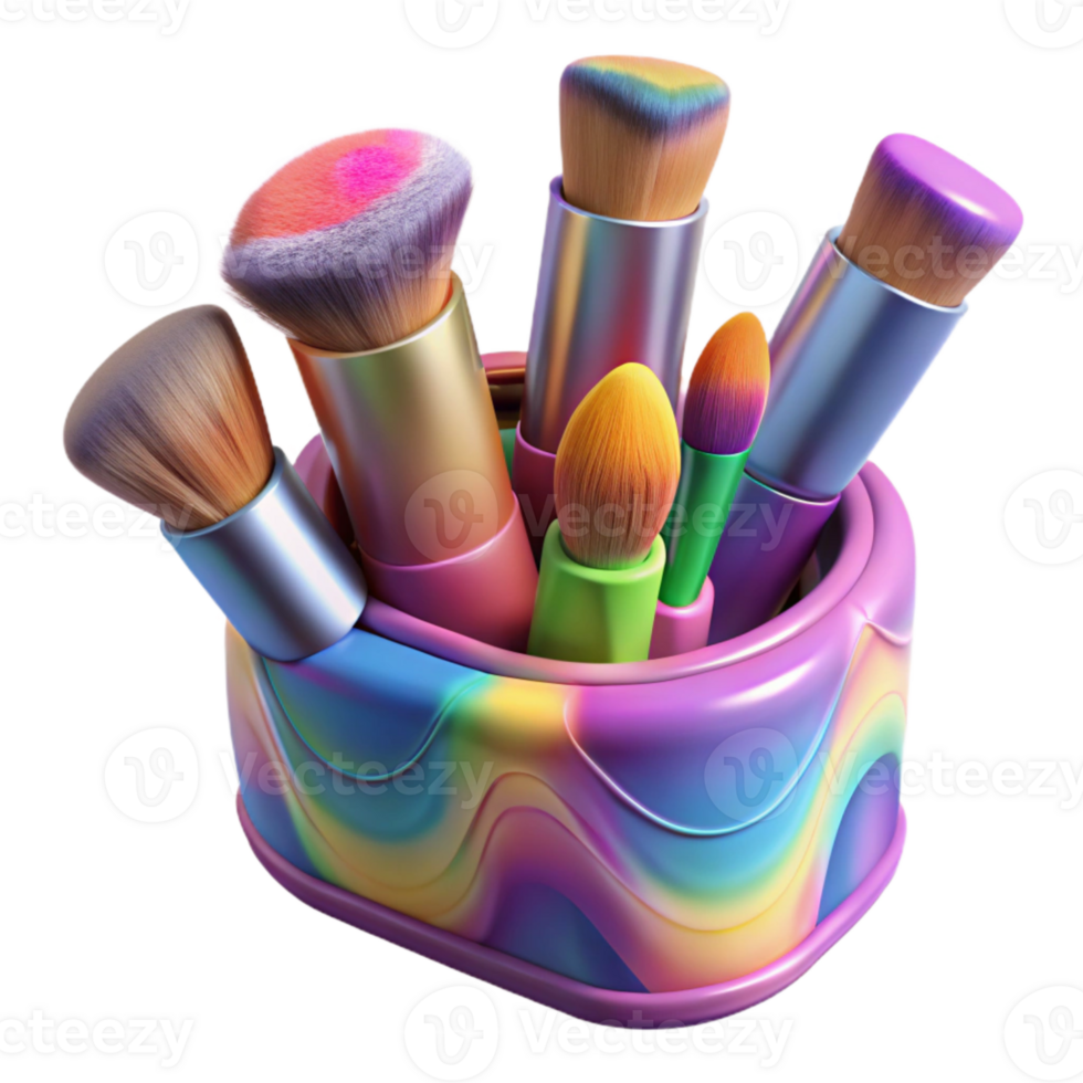 elegant modern Colorful Makeup Brushes in Holder Transparent Background high quality png
