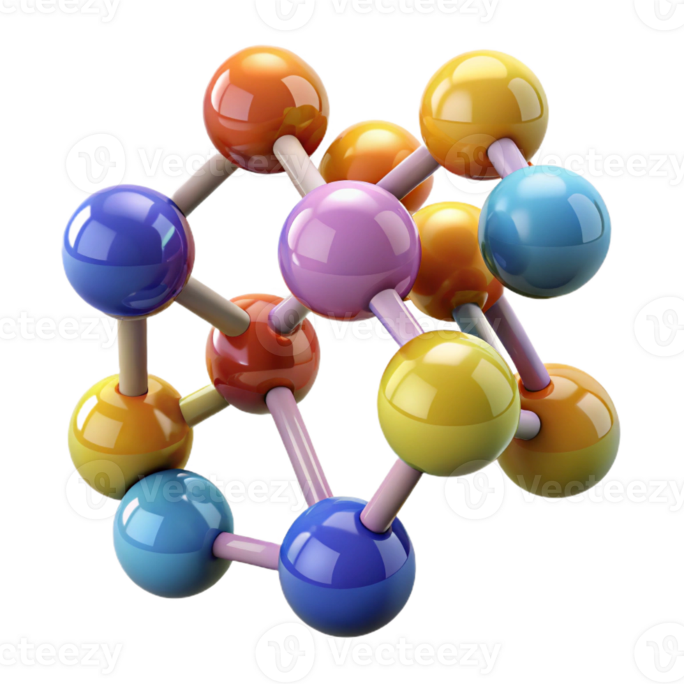 beautiful abstract Colorful Molecular Structure Model Isolated on Transparent Background genuine png
