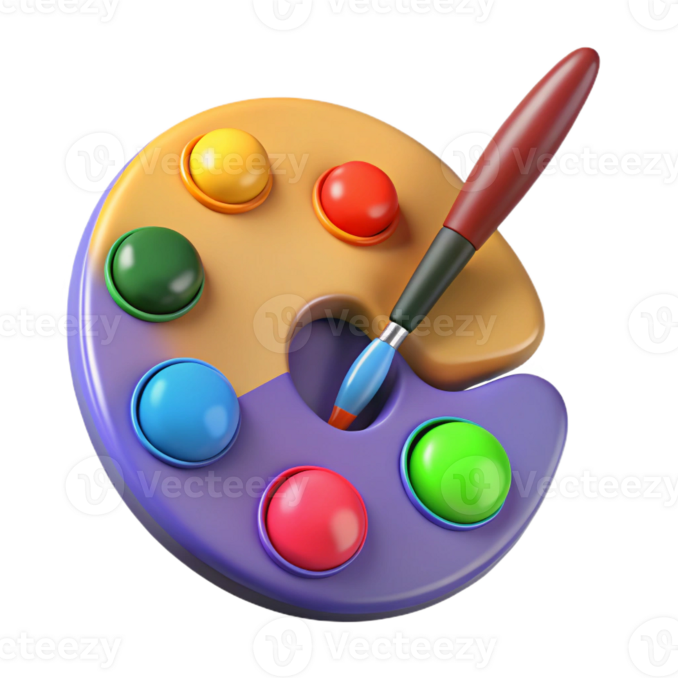 vibrant traditional Colorful Paint Palette with Brushes Cutout original png