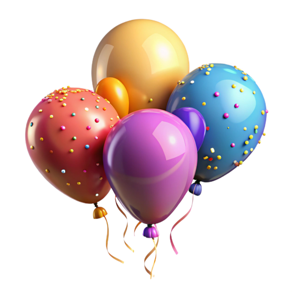 elegant abstract Colorful Party Balloons with Confetti Isolated genuine png