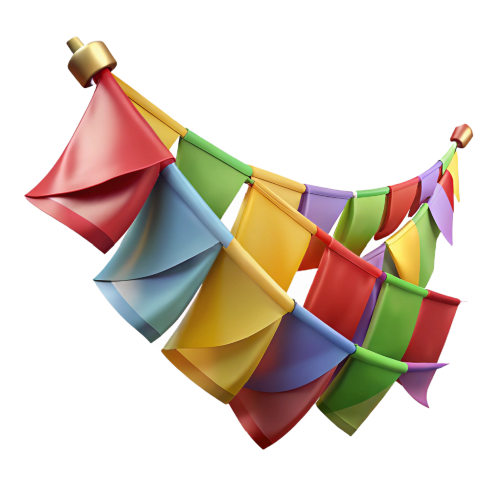 serene modern Colorful Prayer Flags Cutout Fluttering in Wind high resolution png
