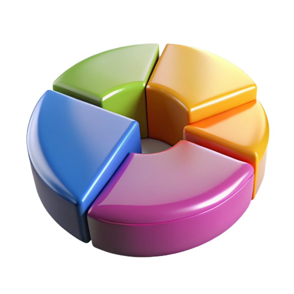 vibrant modern Colorful Pie Chart with Market Share Data Transparent exclusive png
