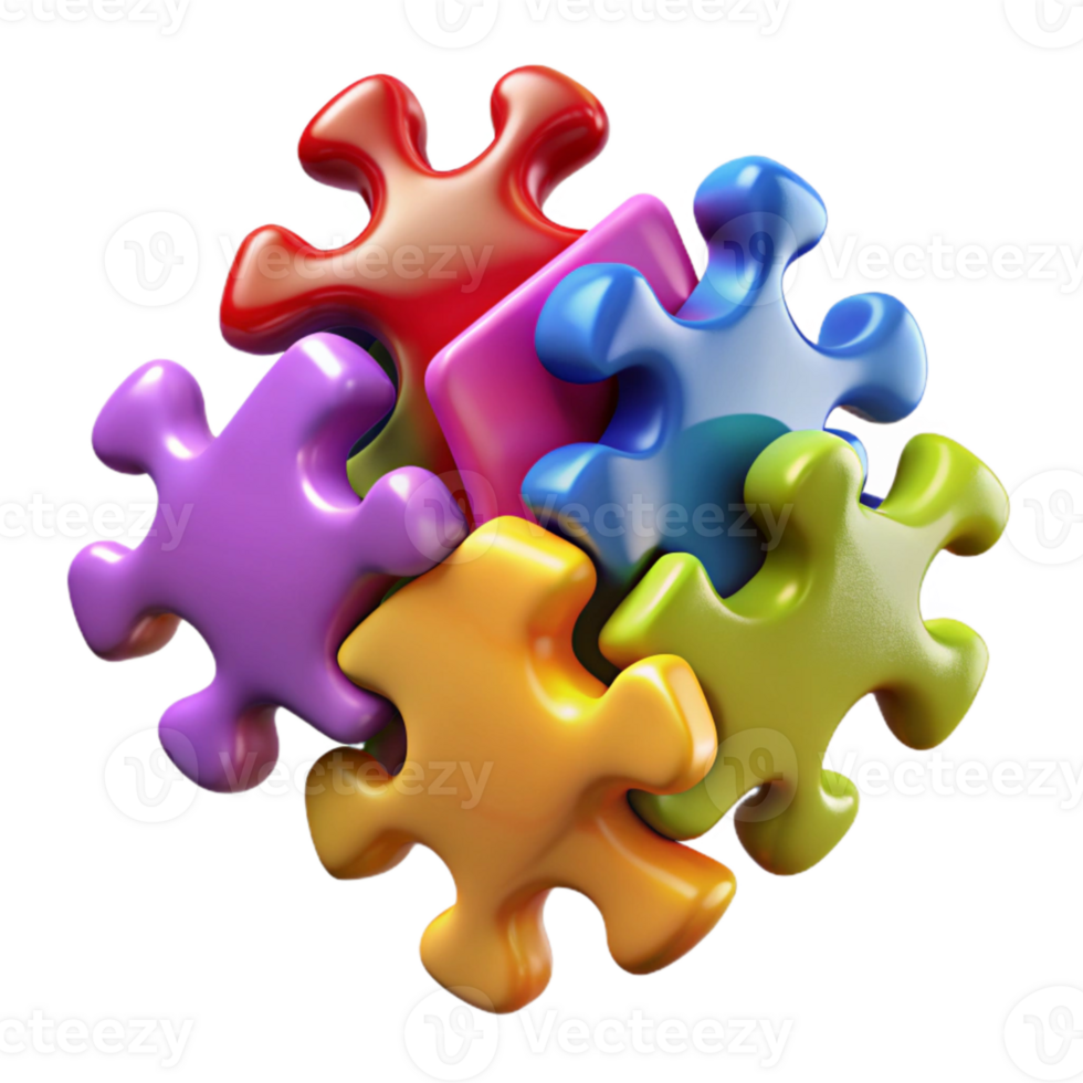 magnificent abstract Colorful Puzzle Pieces Scattered Cutout professional png