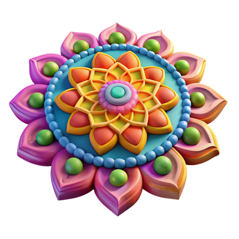 beautiful traditional Colorful Rangoli Design Indian Tradition Transparent Background high resolution png