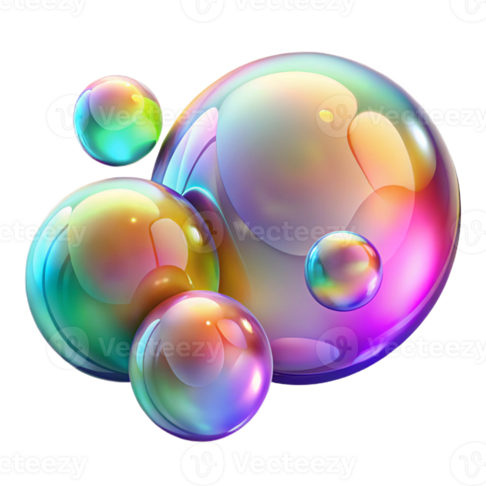 elegant abstract Colorful Soap Bubbles Group Transparent authentic png