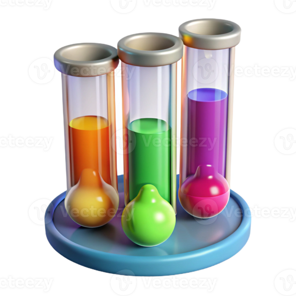 serene vintage Colorful Test Tubes with Chemical Solutions Isolated original png