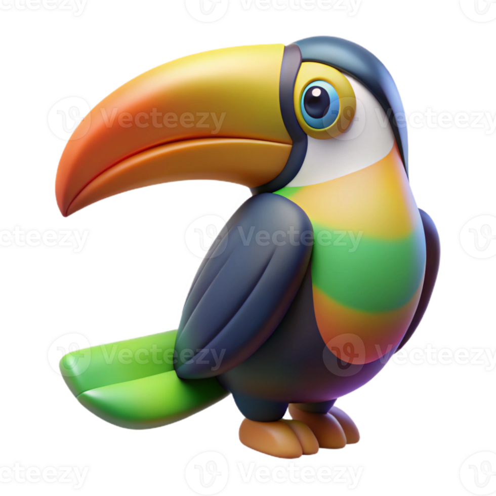 impressive modern Colorful Toucan Bird Profile View Cutout Element detailed png