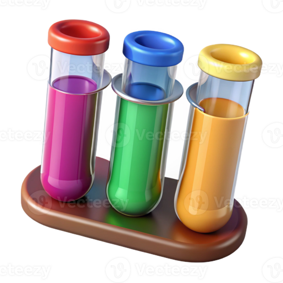 elegant abstract Colorful Test Tubes with Chemical Solutions Isolated premium png