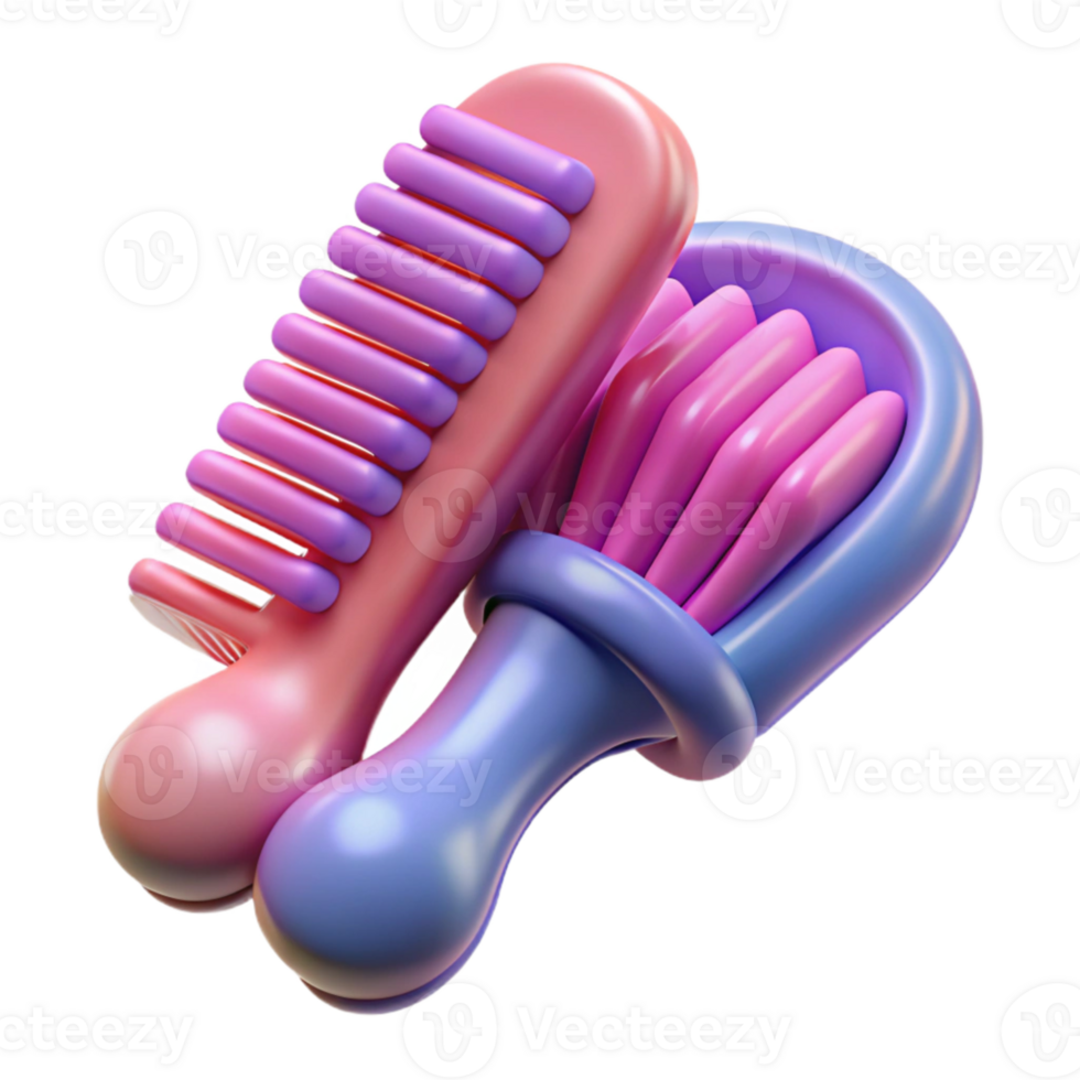 extraordinary classic Comb and Brush Set Plastic Material Isolated authentic png