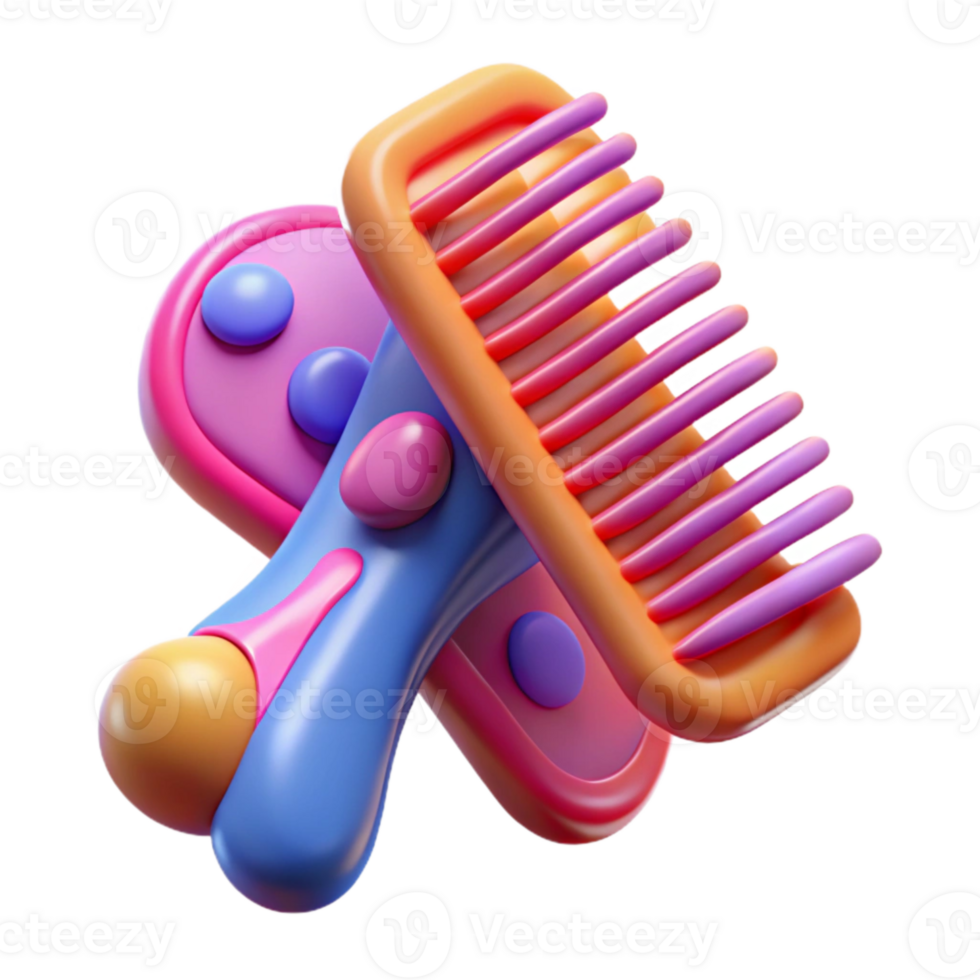 dramatic rustic Comb and Brush Set Plastic Material Isolated original png