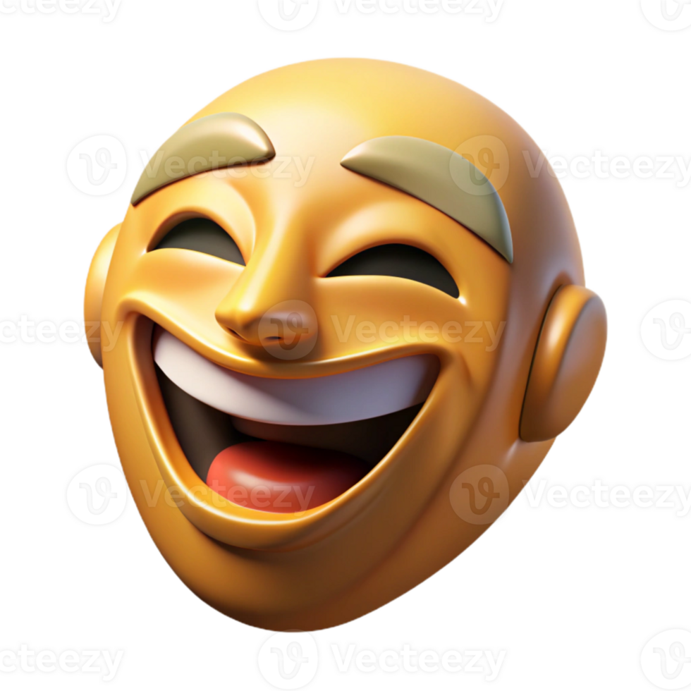 dramatic traditional Comedy Mask Smiling Expression Transparent Background high resolution png