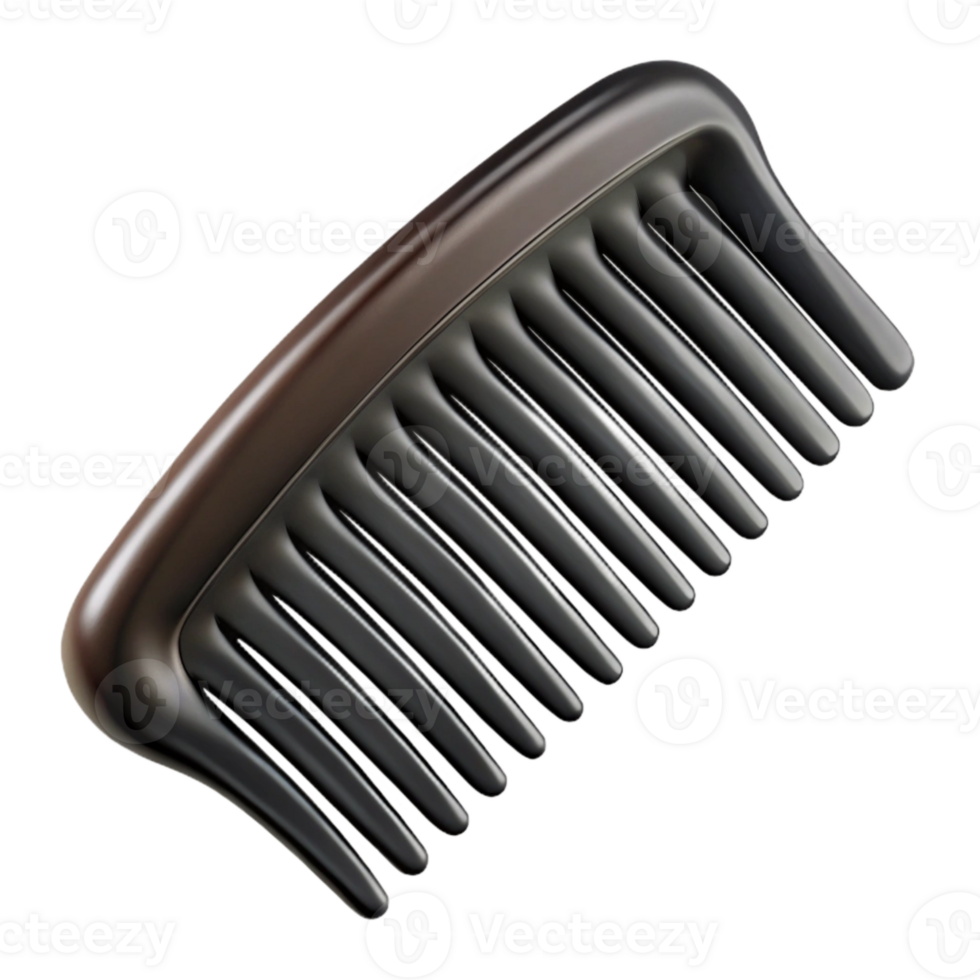 serene vintage Comb Fine Toothed Black Plastic Isolated detailed png