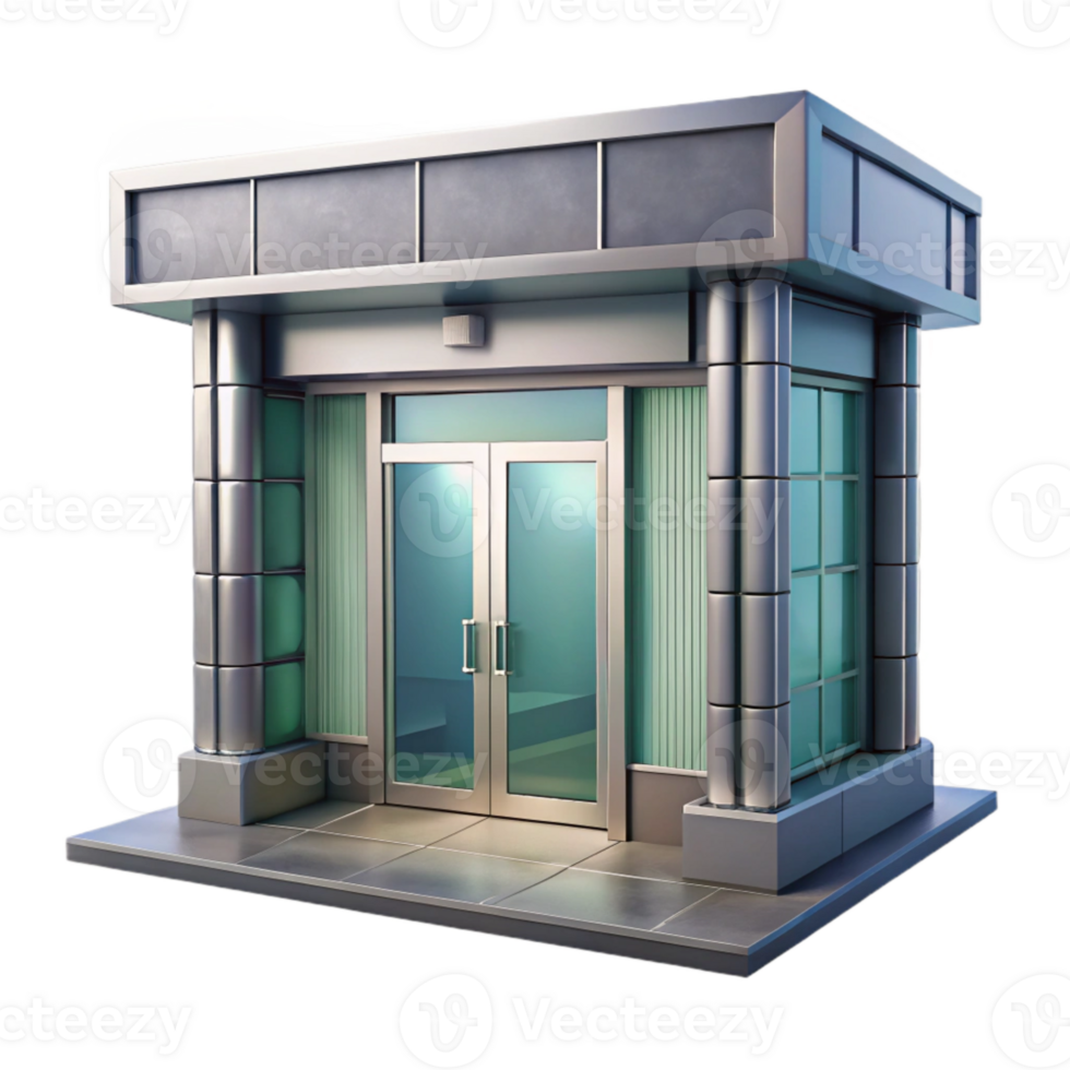 extraordinary minimalist Commercial Building Entrance with Glass Doors Isolated detailed png