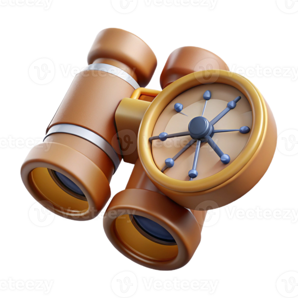 extraordinary abstract Compass and Binoculars Cutout Flat Lay detailed png
