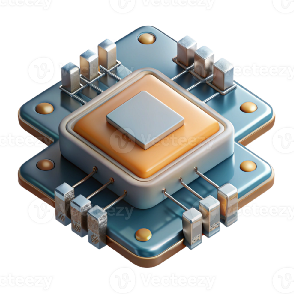 dramatic traditional Complex Circuit Board with Microchips Transparent Background high resolution png