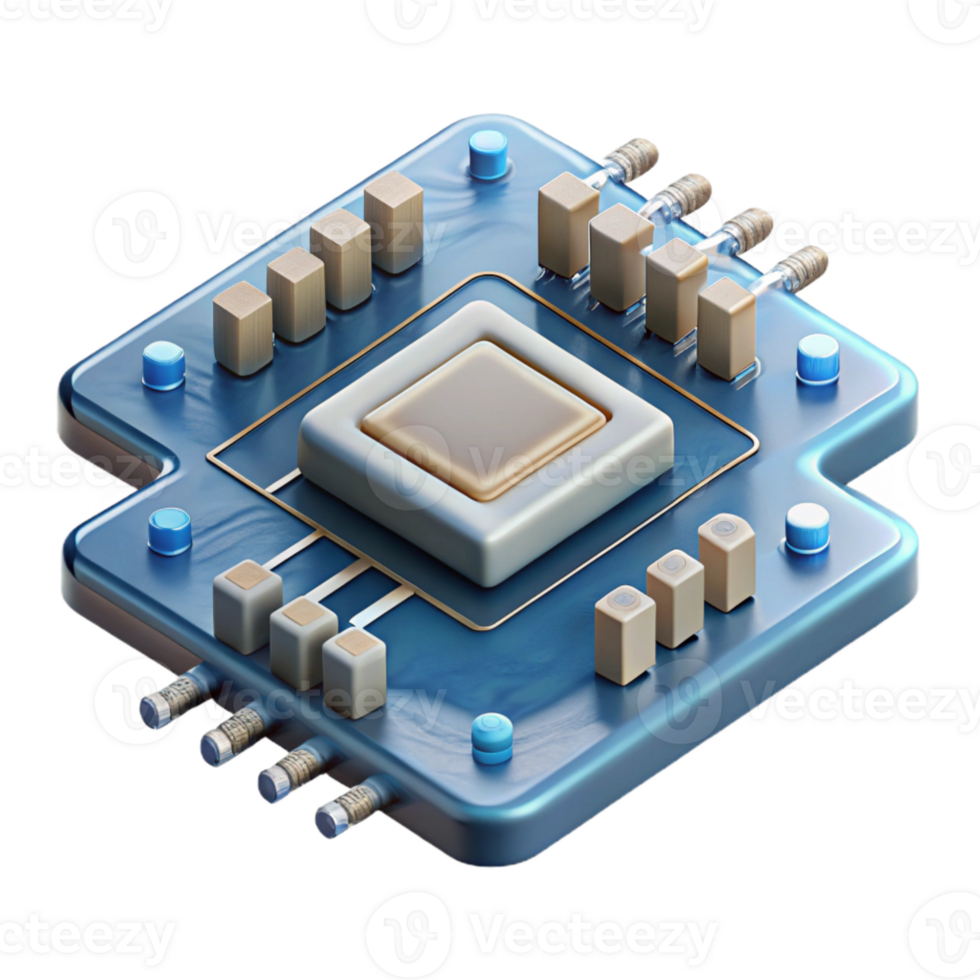 wonderful artistic Complex Circuit Board with Microchips Transparent Background high resolution png