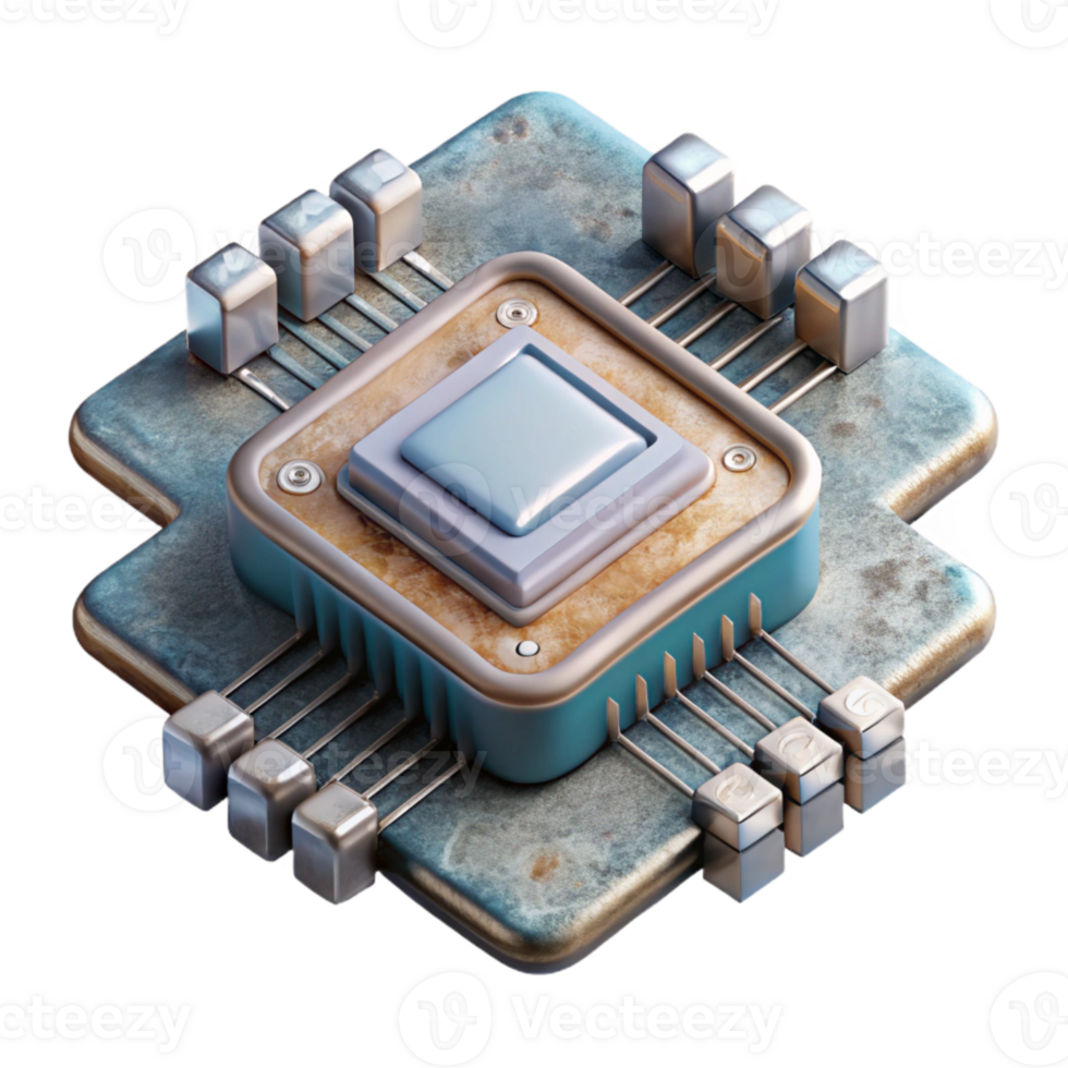 beautiful traditional Complex Circuit Board with Microchips Transparent Background high quality png