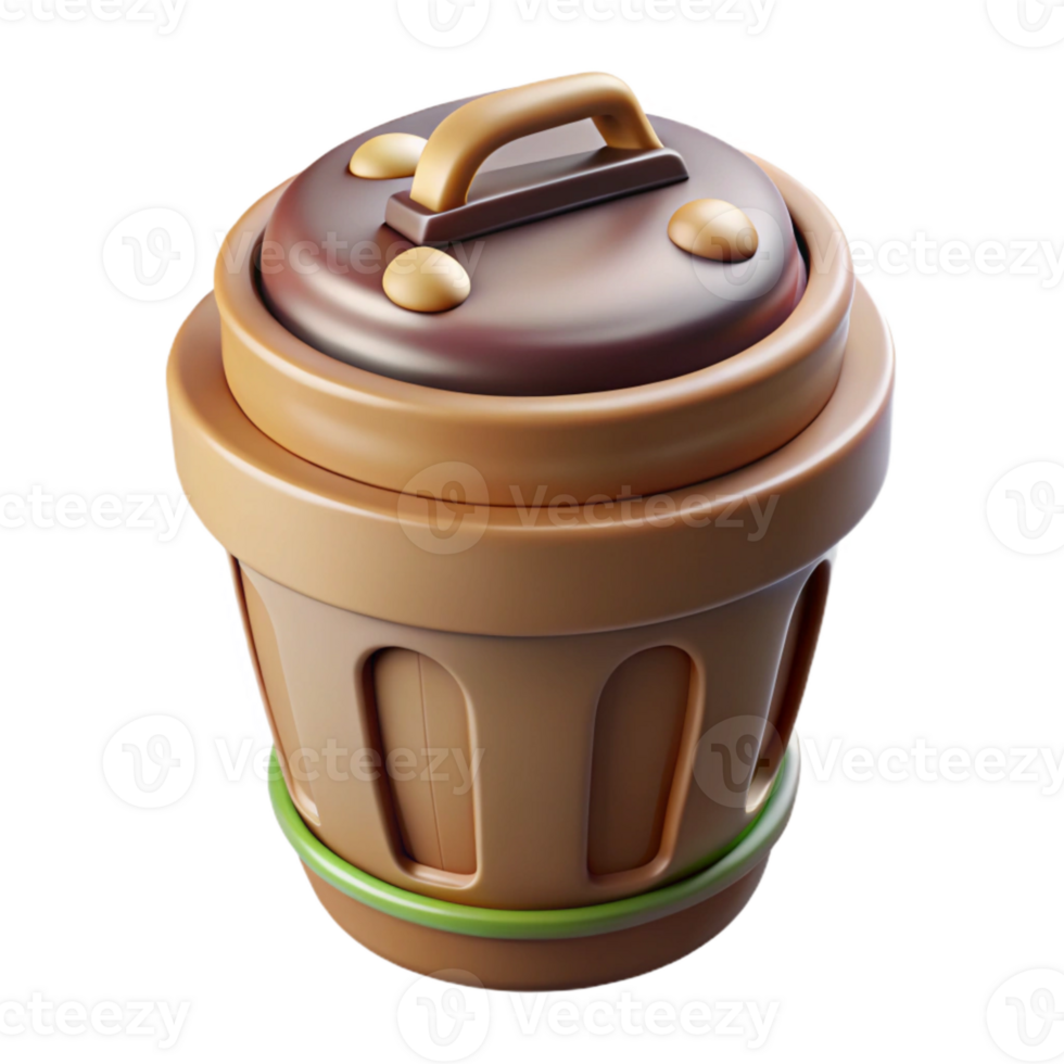 extraordinary minimalist Compost Bin Brown Top View Cutout detailed png