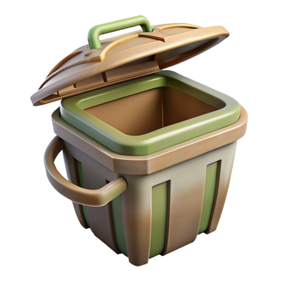 dramatic artistic Compost Bin Open Lid Isolated original png
