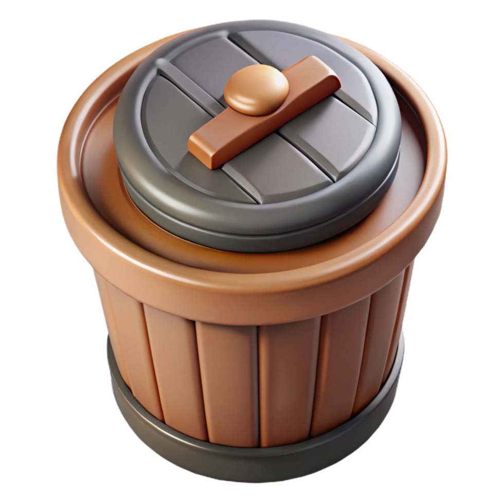 magnificent contemporary Compost Bin Top View Brown Wooden Isolated Element 4K png