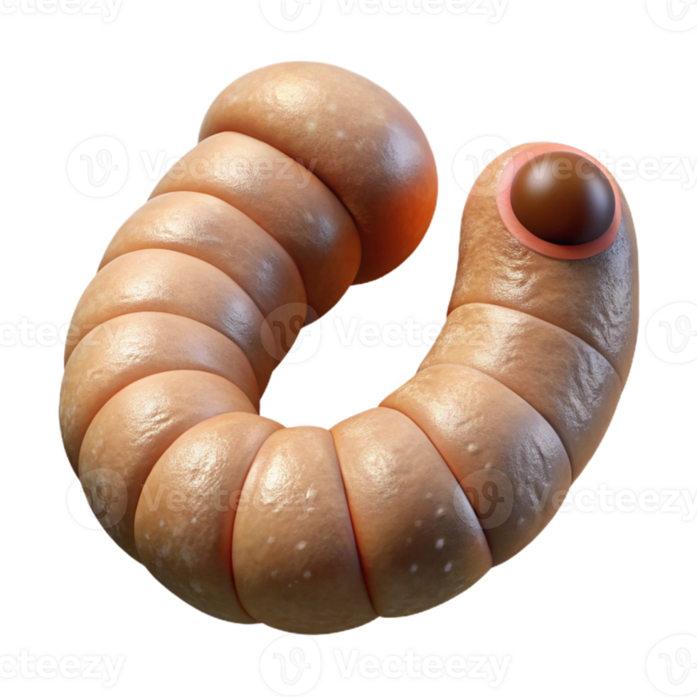 vibrant rustic Compost Worm Close Up Cutout detailed png