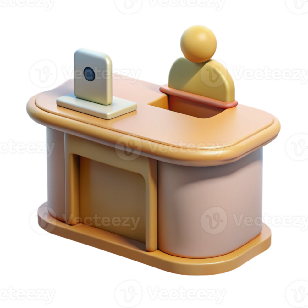 beautiful traditional Conference Registration Desk with Attendee Isolated detailed png