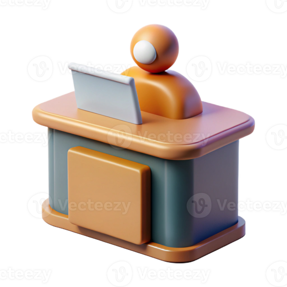 impressive modern Conference Registration Desk with Attendee Isolated professional png