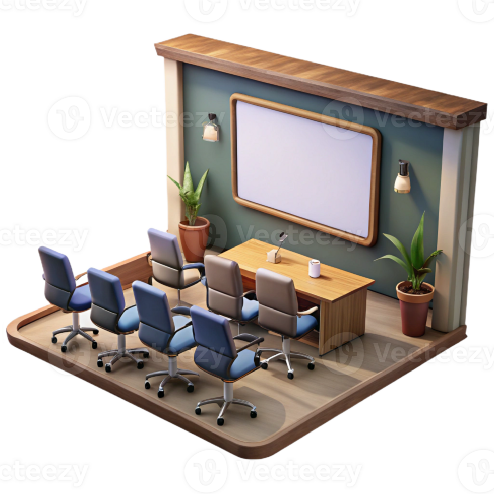 wonderful classic Conference Room with Projector Screen Isolated high resolution png