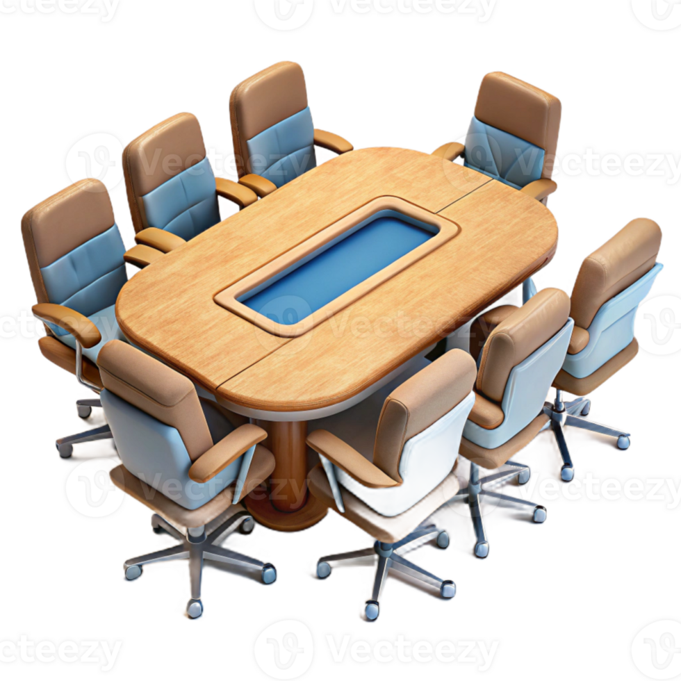 elegant vintage Conference Room Table with Chairs Top View Cutout detailed png
