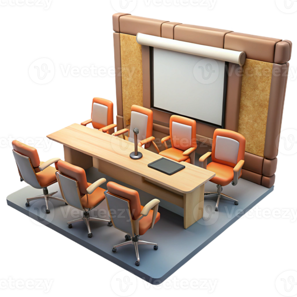 stunning rustic Conference Room with Projector Screen Isolated high quality png