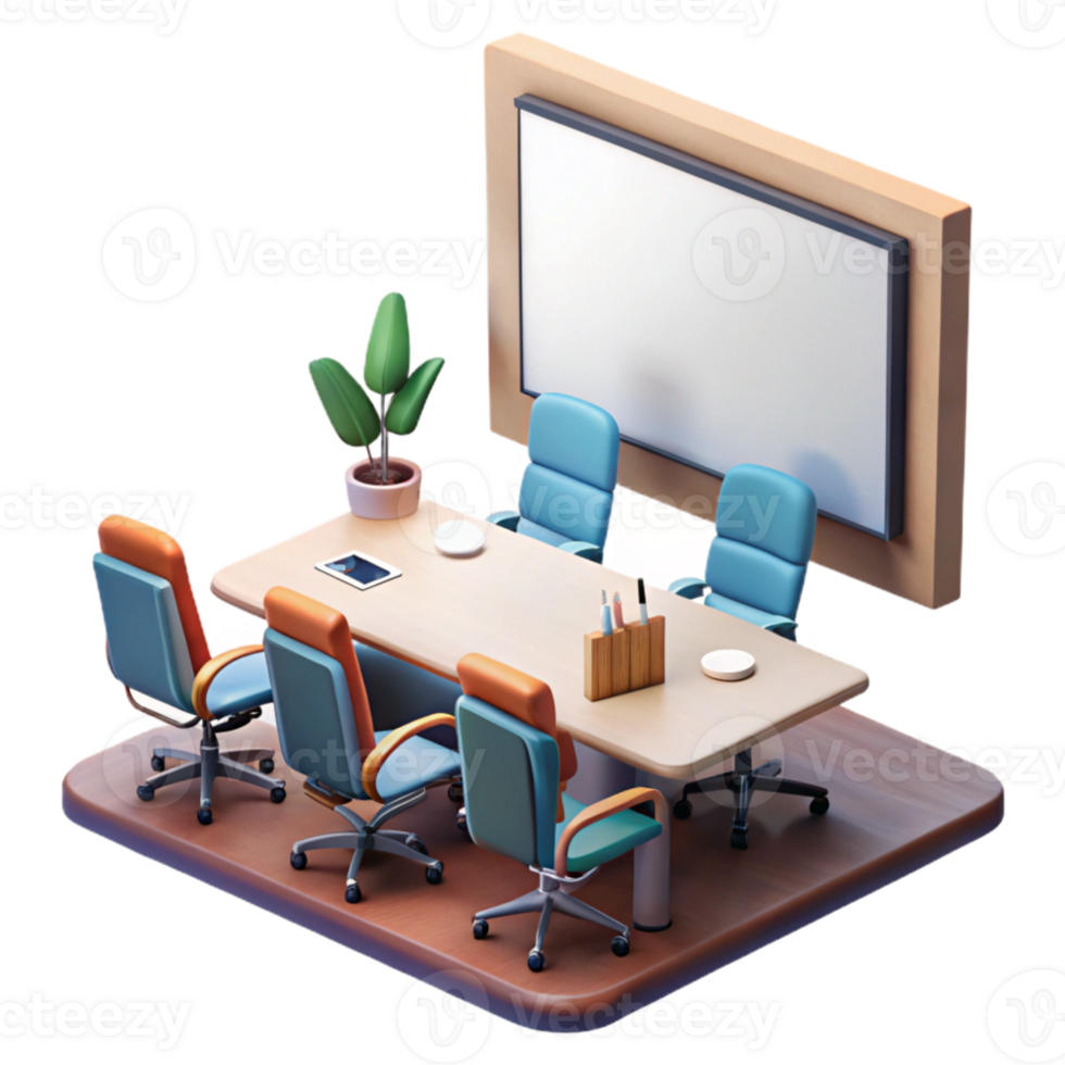 vibrant minimalist Conference Room with Whiteboard and Projector Isolated exclusive png