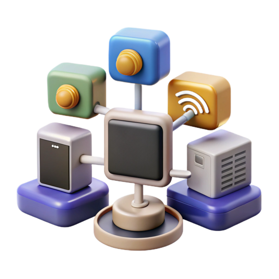 elegant traditional Connected Devices Network Illustration Isolated Cutout exclusive png