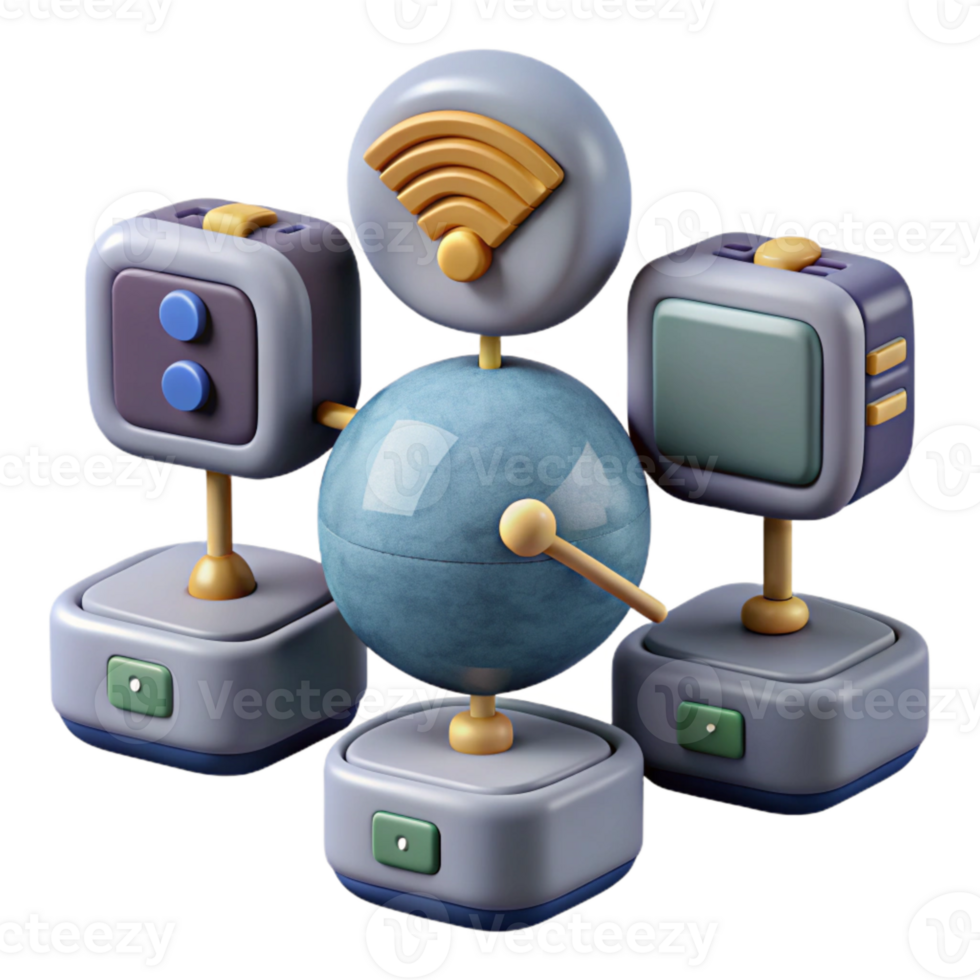 serene modern Connected Devices Network Illustration Isolated Cutout authentic png