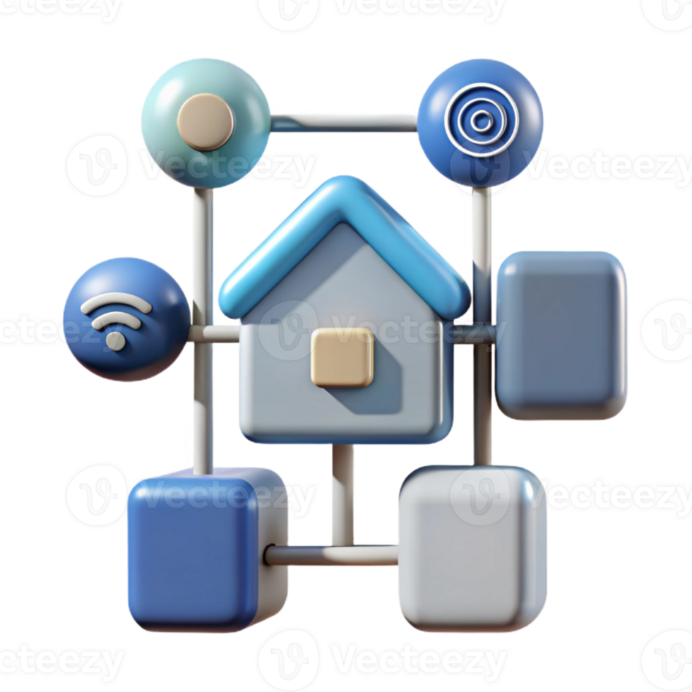 wonderful modern Connected Home Devices Network Diagram Cutout detailed png