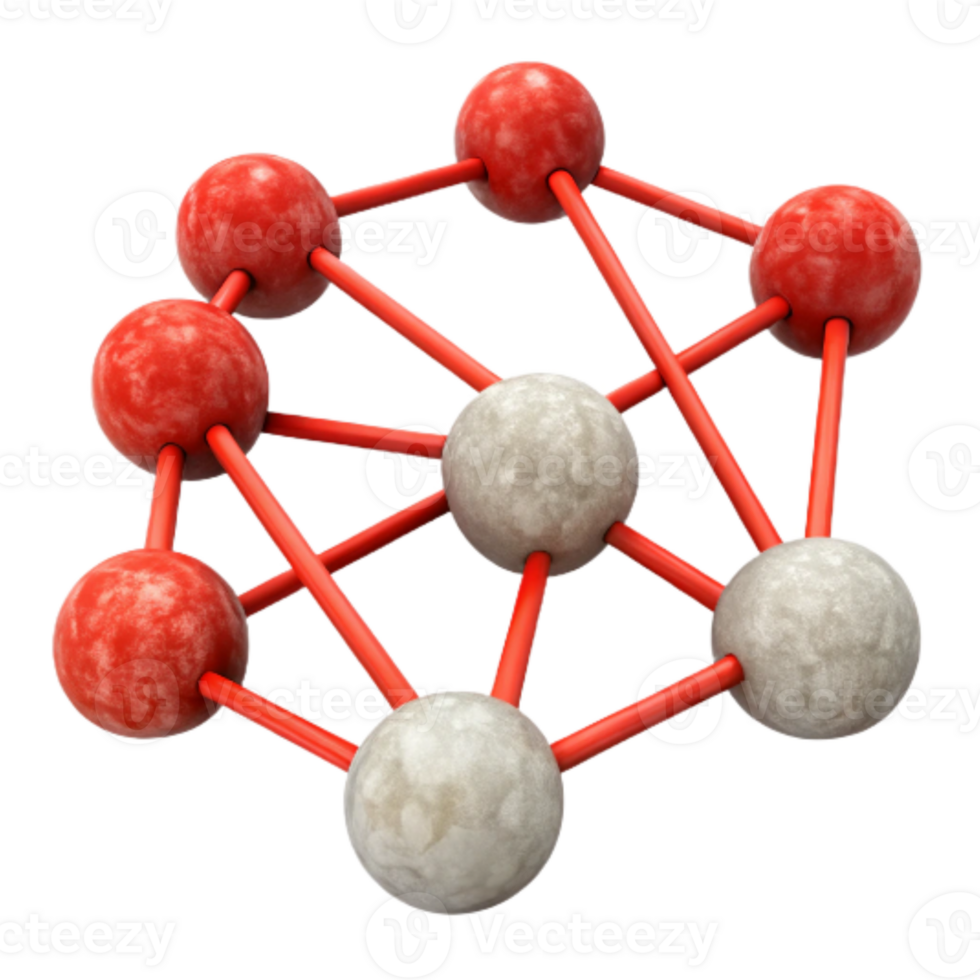 vibrant creative Connected Network Nodes Red Lines Isolated genuine png