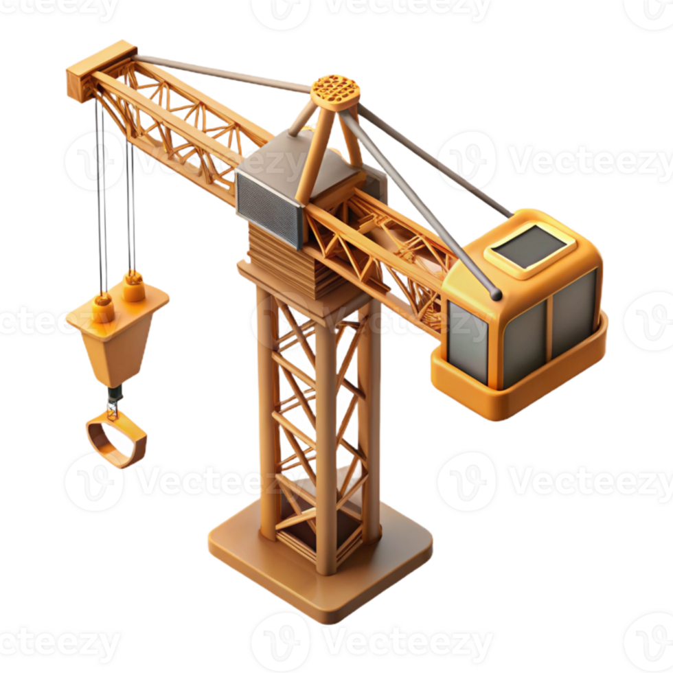 elegant traditional Construction Crane High Angle View Isolated authentic png
