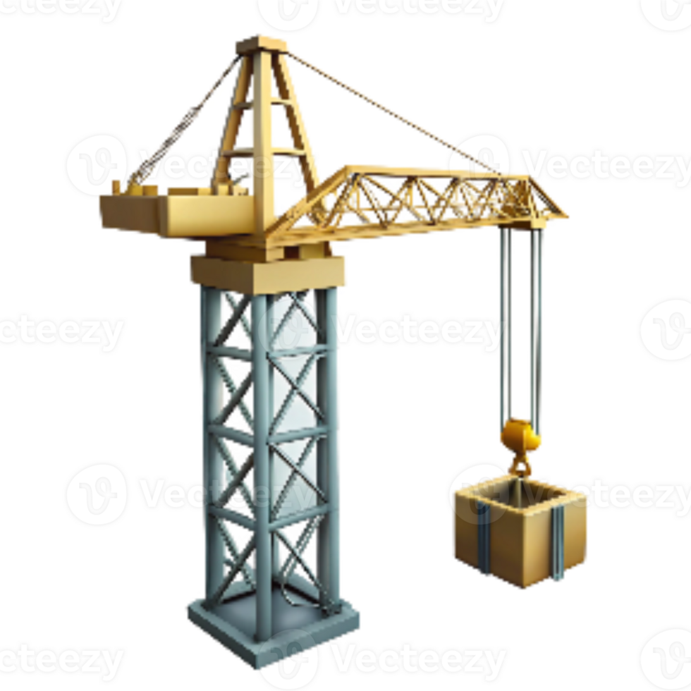 vibrant minimalist Construction Crane Silhouette Cutout Transparent Background authentic png