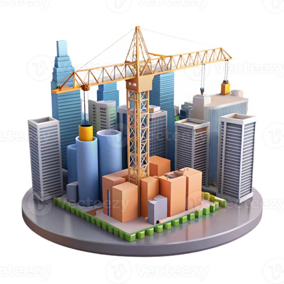 wonderful minimalist Construction Crane Cityscape Background Transparent Background high quality png