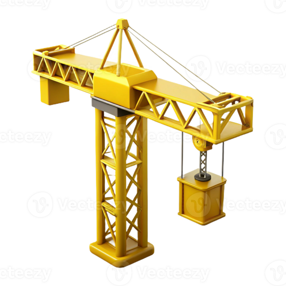 dramatic contemporary Construction Crane Yellow Color Transparent Background premium png