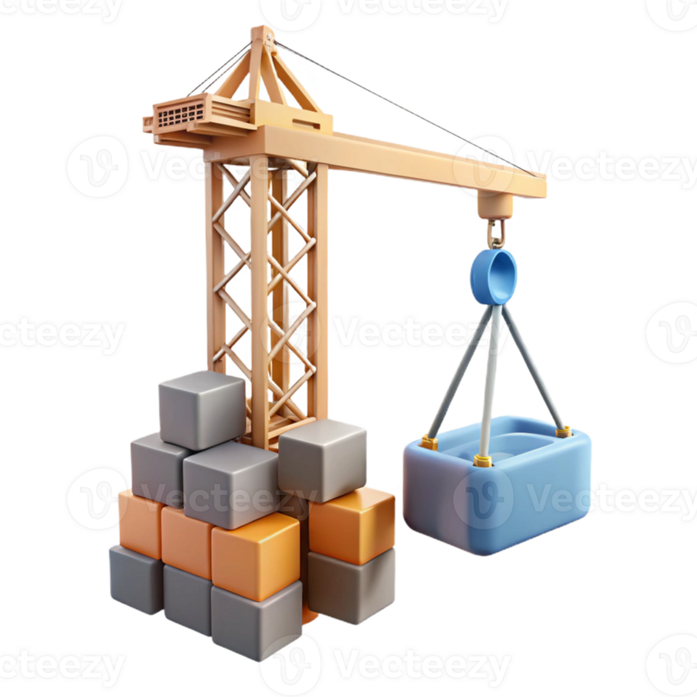 extraordinary abstract Construction Site Crane Lifting Materials Transparent Background high quality png