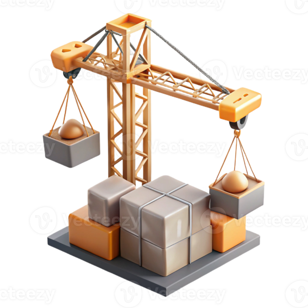wonderful classic Construction Site Crane Lifting Materials Transparent Background authentic png