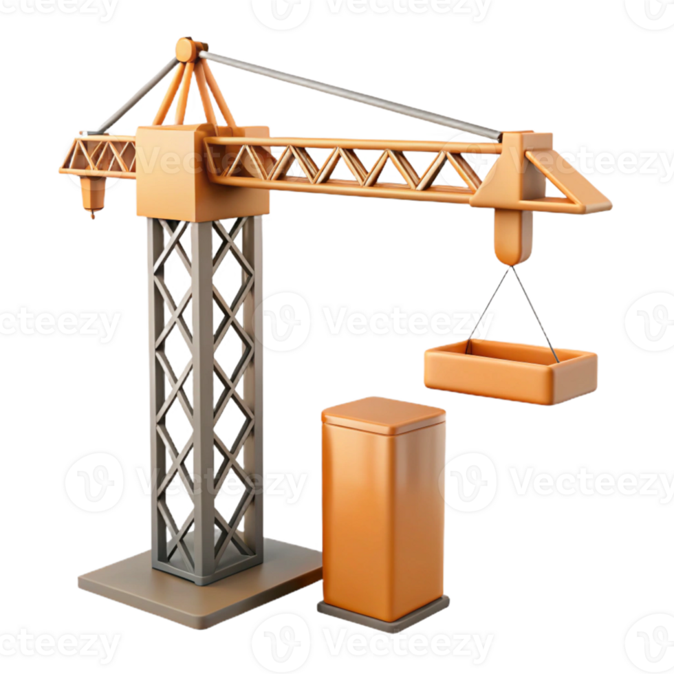 dramatic rustic Construction Site Crane Silhouette Cutout Element authentic png