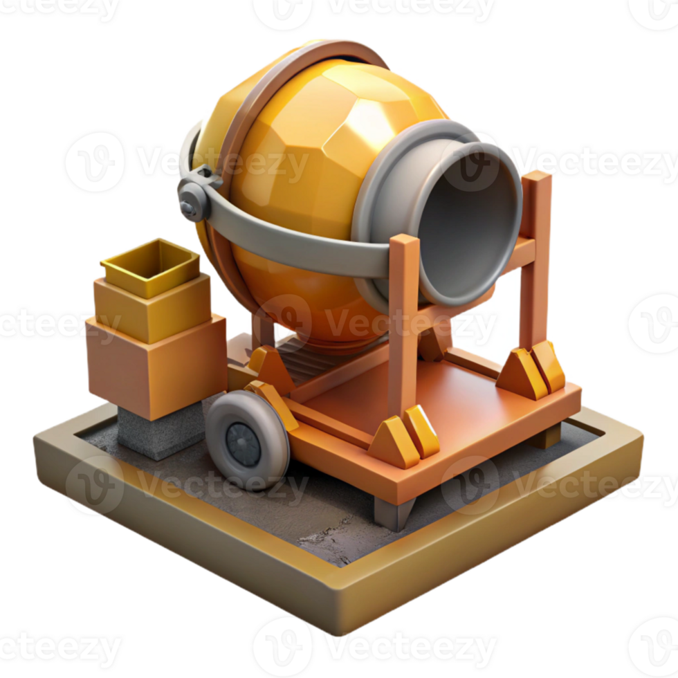 impressive modern Construction Site with Concrete Mixer Transparent Background 4K png