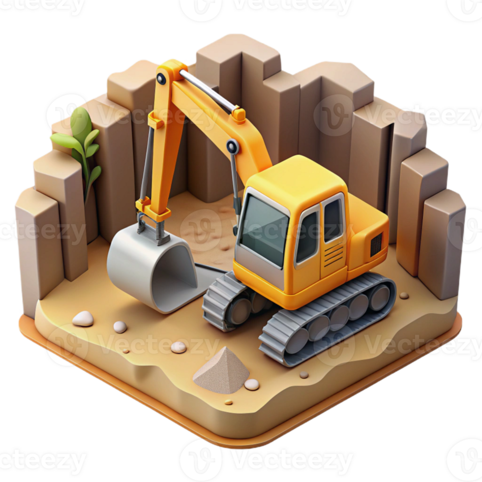 dramatic contemporary Construction Site with Excavator Cutout original png