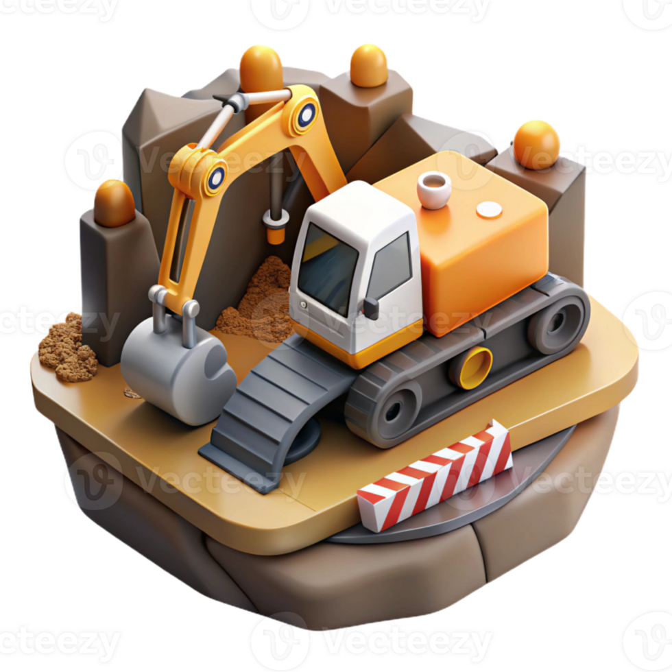 serene creative Construction Site with Excavator Cutout genuine png